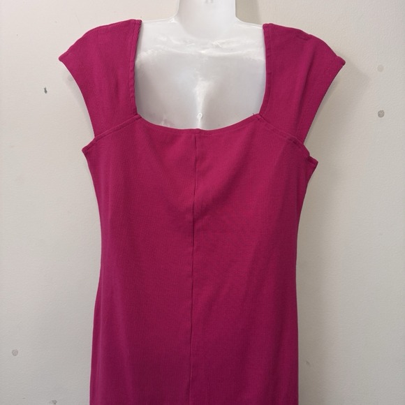 Tenickab The Drop Womens Pink Ribbed Dress Size Medium Barbie Cap Shoulder - Picture 8 of 13